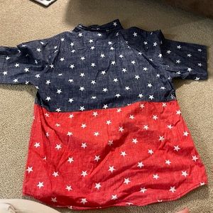 Ocean Current Button Down Shirt, XL, Red, White, Blue